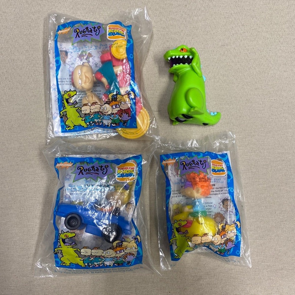 1998 Rugrats Movie Burger King Kids Club Toys Set of 4 Angelica Chuckie Reptar